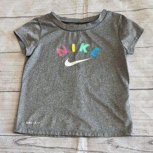 Nike Gray Short Sleeve Tee with Rainbow Logo